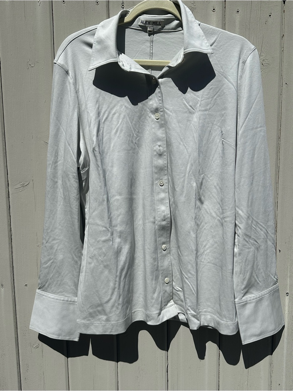 Alex Mill Jamie Jersey 100% cotton button up- pearl grey XL